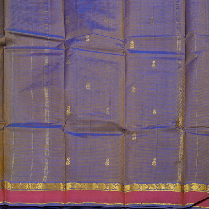 Hayagrivas Mustard Handloom Kanjivaram Silk Saree with Blue Border BBD1149K3-6