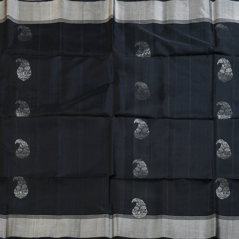 Hayagrivas Stunning Black Handloom Soft Silk Saree BBD1150K1-3