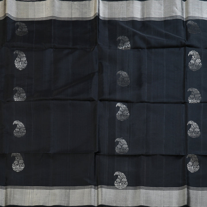 Hayagrivas Stunning Black Handloom Soft Silk Saree BBD1150K1-3