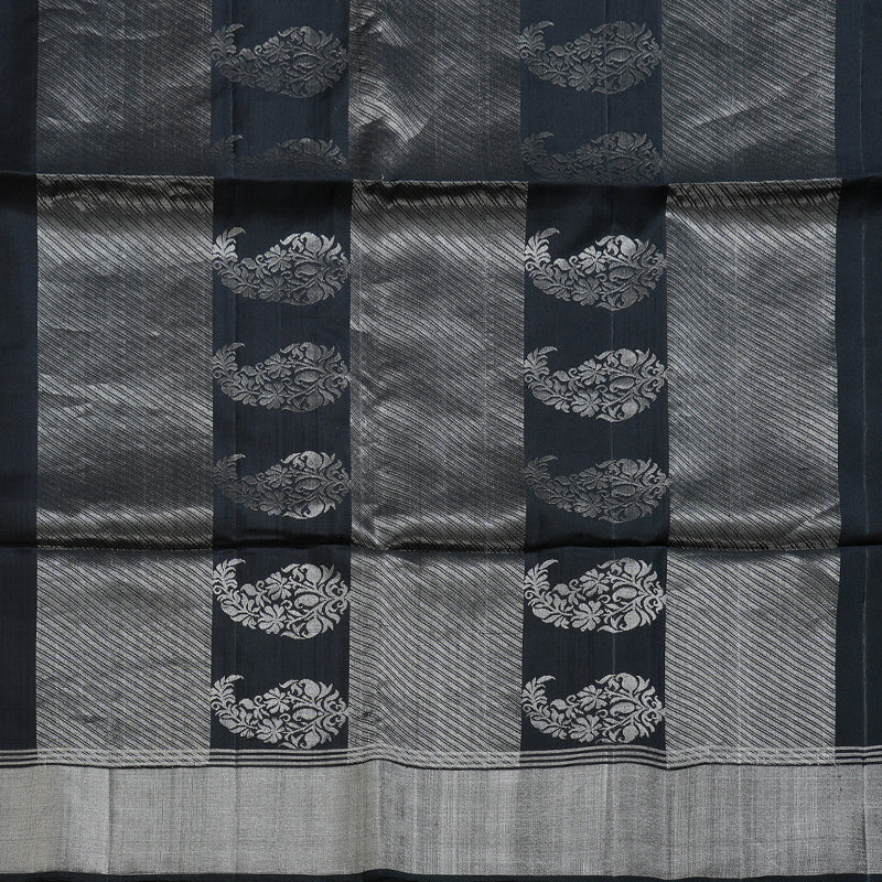 Hayagrivas Stunning Black Handloom Soft Silk Saree BBD1150K1-3