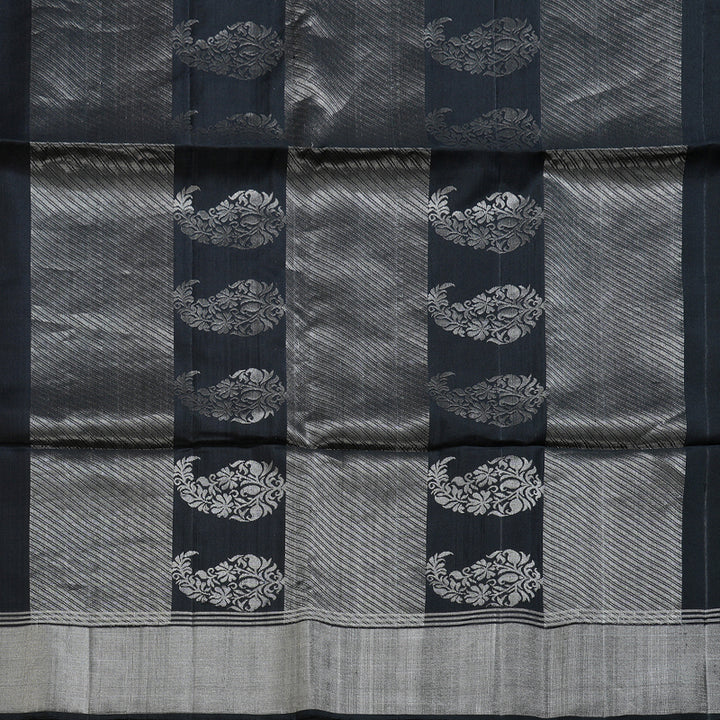 Hayagrivas Stunning Black Handloom Soft Silk Saree BBD1150K1-3