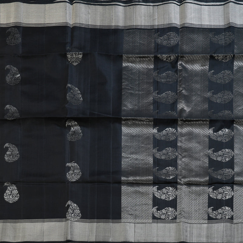 Hayagrivas Stunning Black Handloom Soft Silk Saree BBD1150K1-3
