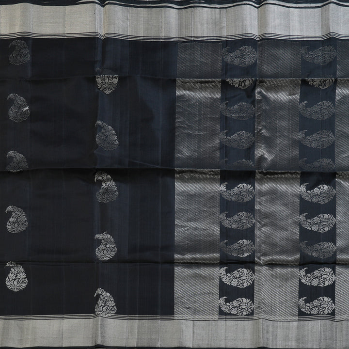 Hayagrivas Stunning Black Handloom Soft Silk Saree BBD1150K1-3