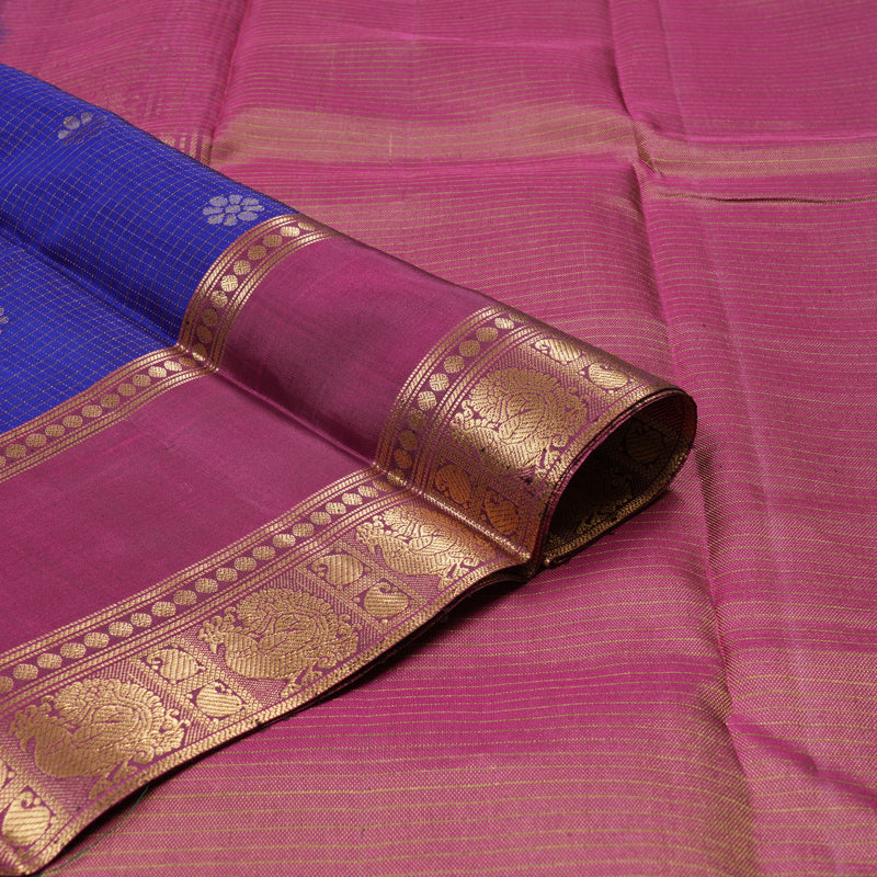 Hayagrivas Blue Handloom Kanjivaram Silk Saree with Dark Purple Border BBD1151K10-1
