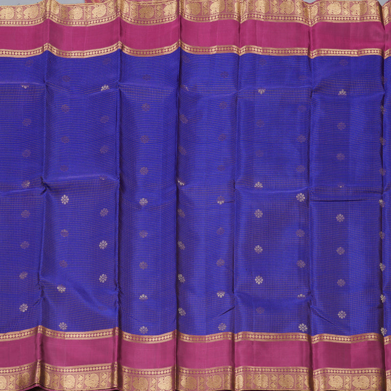 Hayagrivas Blue Handloom Kanjivaram Silk Saree with Dark Purple Border BBD1151K10-1
