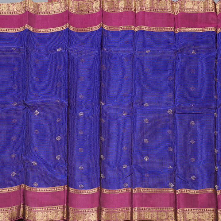 Hayagrivas Blue Handloom Kanjivaram Silk Saree with Dark Purple Border BBD1151K10-1