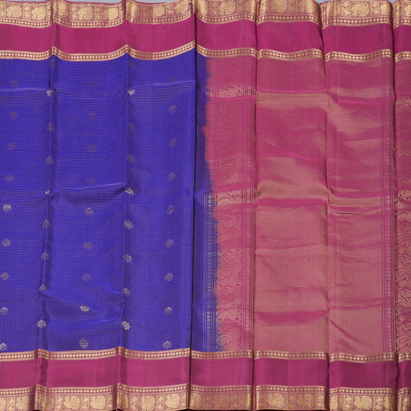 Hayagrivas Blue Handloom Kanjivaram Silk Saree with Dark Purple Border BBD1151K10-1