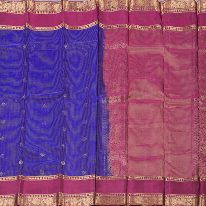 Hayagrivas Blue Handloom Kanjivaram Silk Saree with Dark Purple Border BBD1151K10-1