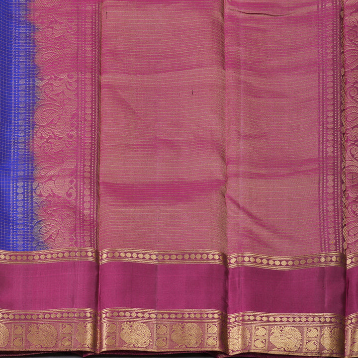 Hayagrivas Blue Handloom Kanjivaram Silk Saree with Dark Purple Border BBD1151K10-1