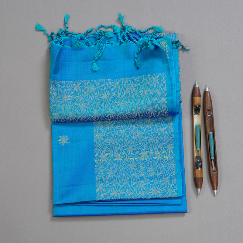 Hayagrivas Mesmerizing Sky Blue Handloom Soft Silk Saree BBD1151K12-1
