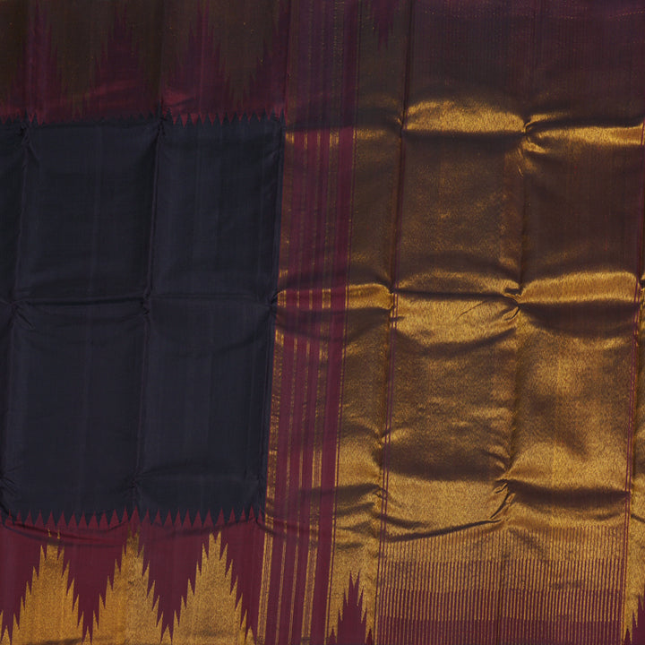 Hayagrivas Plum Purple Handloom Kanjivaram Silk Saree with Dark Maroon Border BBD1153K3-1