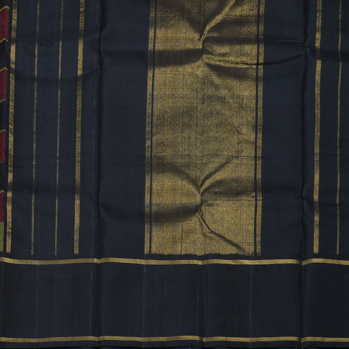 Hayagrivas Multi Color Checks Handloom Kanjivaram Silk Saree with Black Border BBD1155K1-1