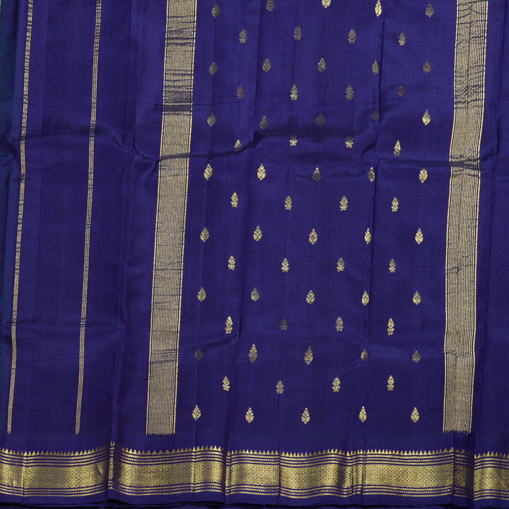 Hayagrivas Fluorescent Green Handloom Kanjivaram Silk Saree with Blue Border BBD1160K1-11