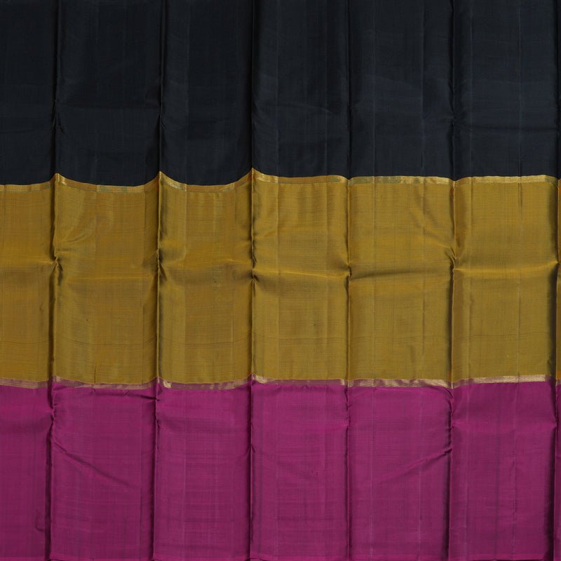 Hayagrivas Mubagam (Black,Mustard And Purple) Handloom Kanjivaram Silk Saree BBD1162K1-1
