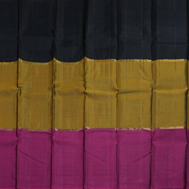 Hayagrivas Mubagam (Black,Mustard And Purple) Handloom Kanjivaram Silk Saree BBD1162K1-1