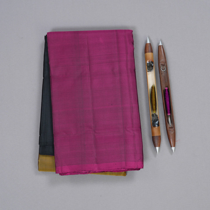 Hayagrivas Mubagam (Black,Mustard And Purple) Handloom Kanjivaram Silk Saree BBD1162K1-1