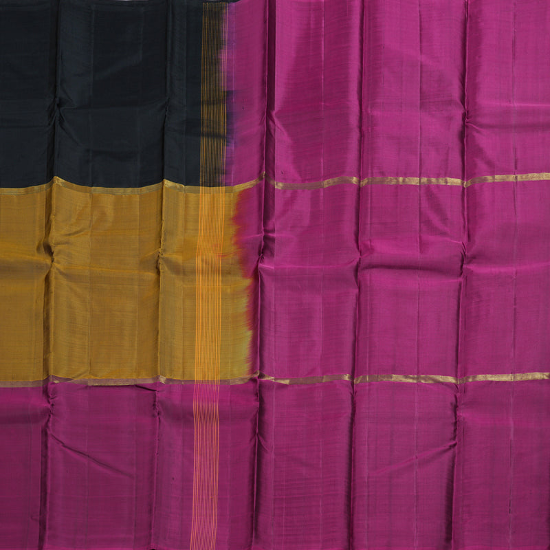 Hayagrivas Mubagam (Black,Mustard And Purple) Handloom Kanjivaram Silk Saree BBD1162K1-1