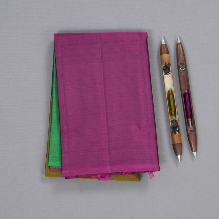 Hayagrivas Muppagam(Purple,Mustard And Green Handloom Kanjivaram Silk Saree BBD1162K1-12