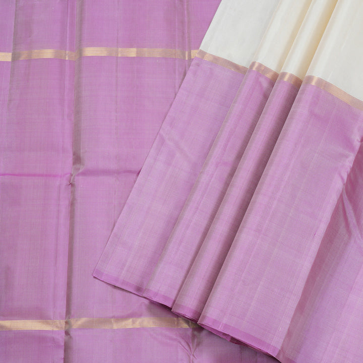 Hayagrivas Muppagm (Light Onion Pink,White And Lavender) Handloom Kanjivaram Silk Saree BBD1162K1-13