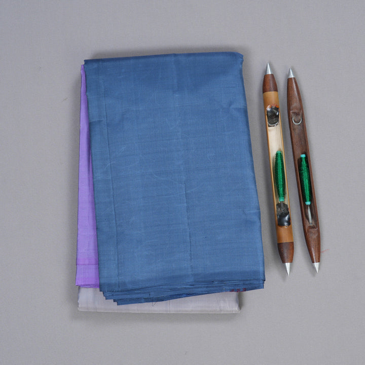 Hayagrivas Mubagam (Lilac,Grey And Peacock Blue) Handloom Kanjivaram Silk Saree BBD1162K1-15