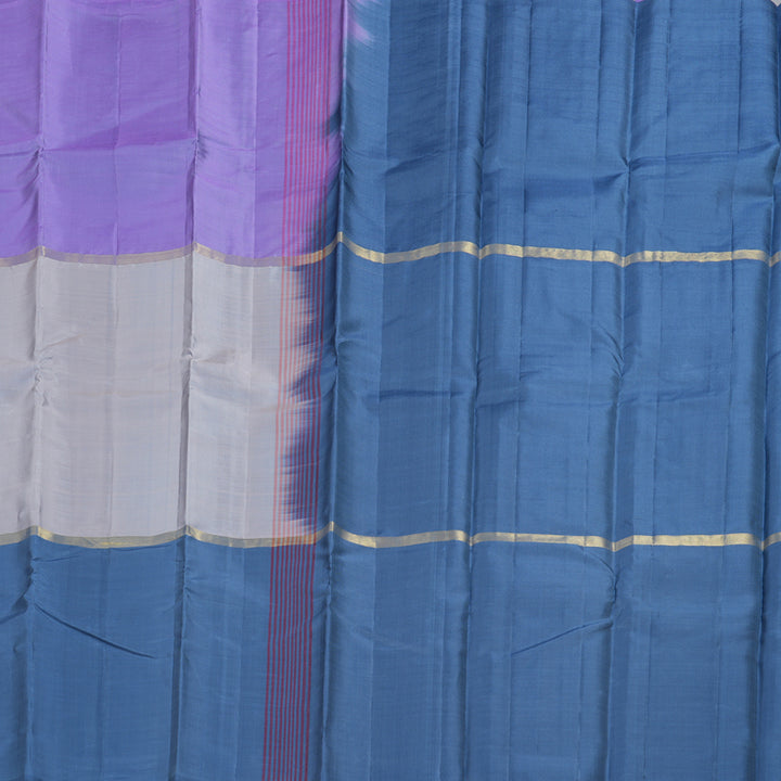 Hayagrivas Mubagam (Lilac,Grey And Peacock Blue) Handloom Kanjivaram Silk Saree BBD1162K1-15