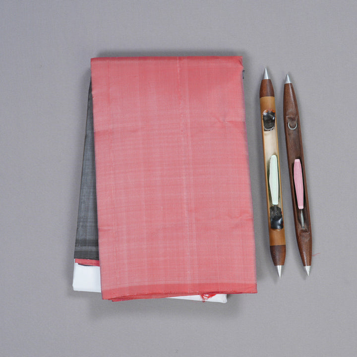 Hayagrivas Mubagam(Black,White And Dark Peach Pink) Handloom Kanjivaram Silk Saree BBD1162K1-18