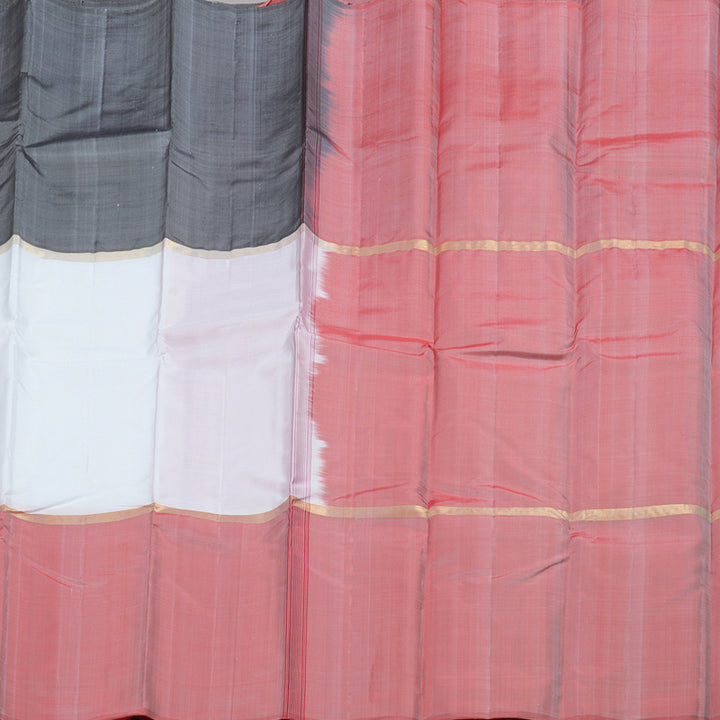 Hayagrivas Mubagam(Black,White And Dark Peach Pink) Handloom Kanjivaram Silk Saree BBD1162K1-18
