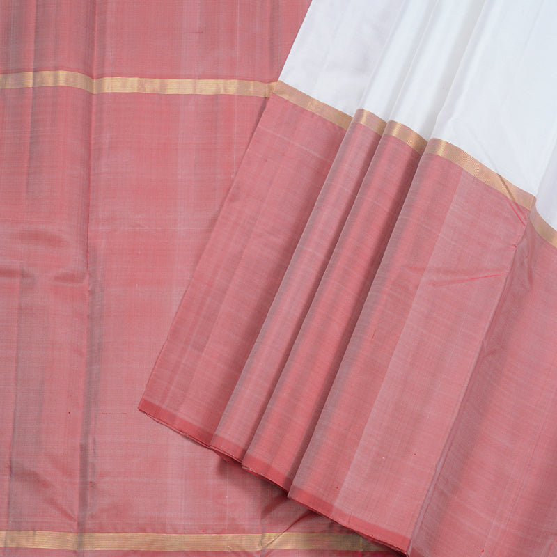 Hayagrivas Mubagam(Black,White And Dark Peach Pink) Handloom Kanjivaram Silk Saree BBD1162K1-18