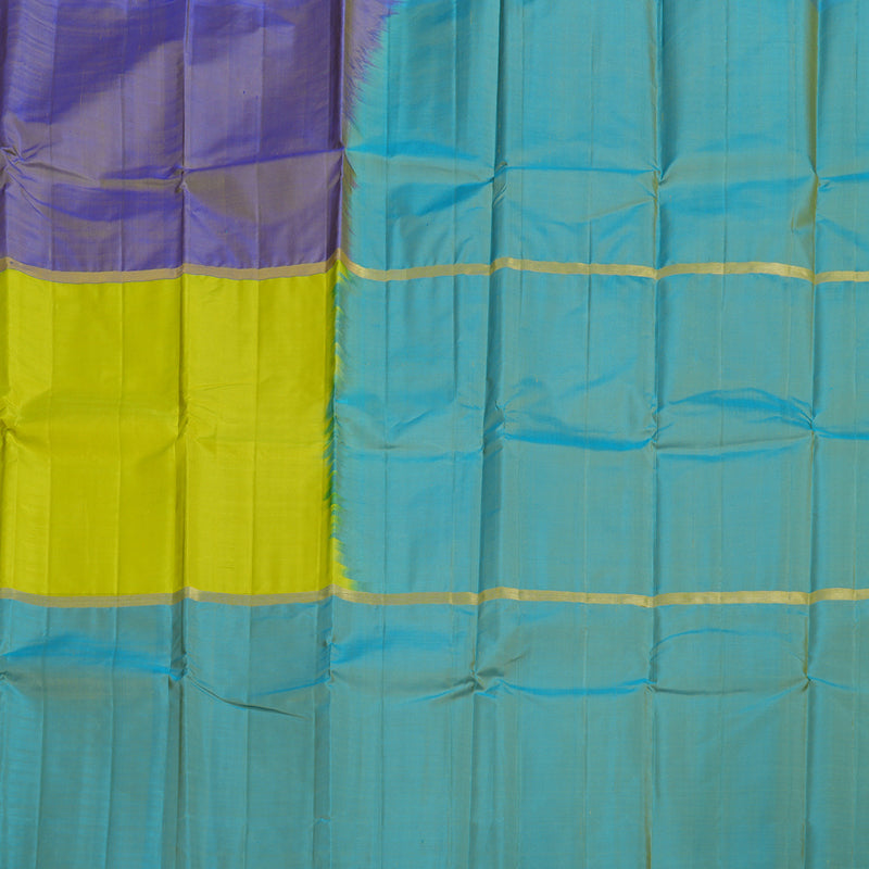 Hayagrivas Mubagam(Blue,Fluorescent Green And Sea Blue) Handloom Kanjivaram Silk Saree BBD1162K1-4