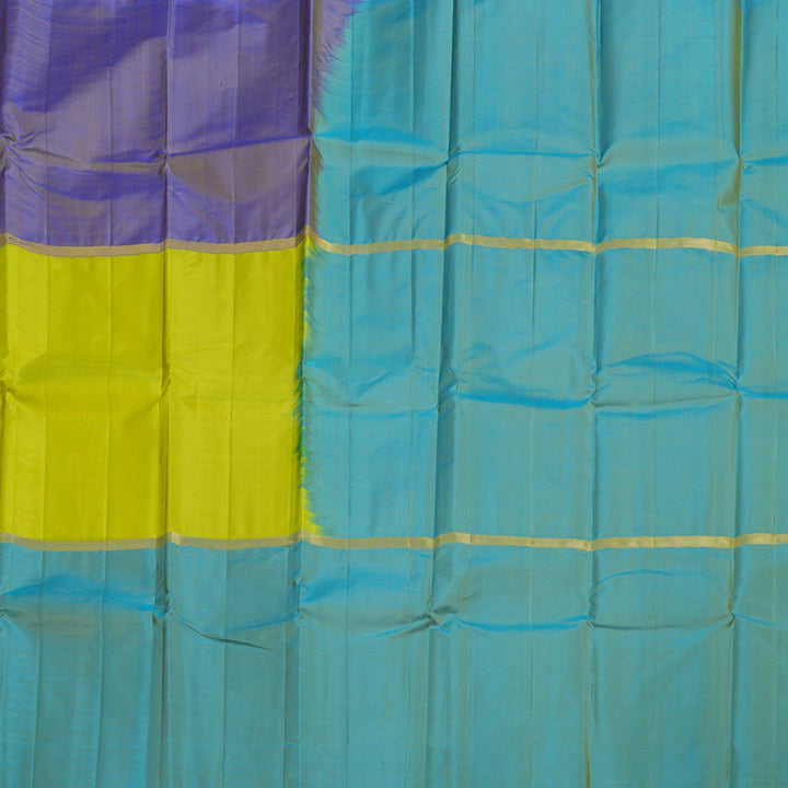Hayagrivas Mubagam(Blue,Fluorescent Green And Sea Blue) Handloom Kanjivaram Silk Saree BBD1162K1-4