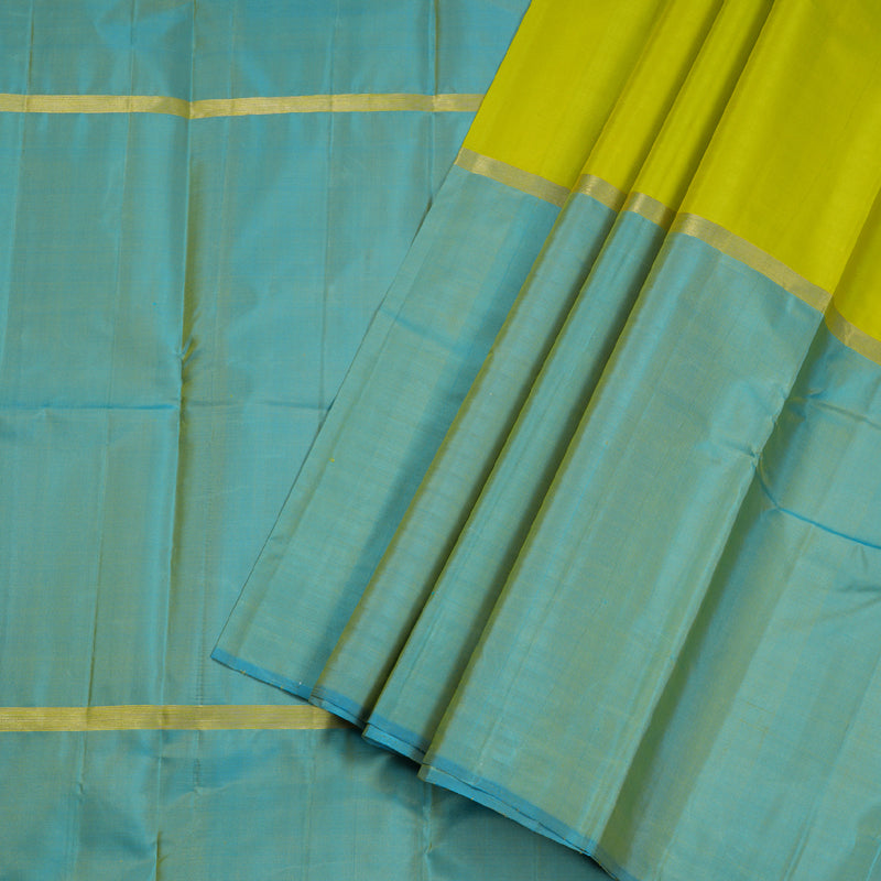 Hayagrivas Mubagam(Blue,Fluorescent Green And Sea Blue) Handloom Kanjivaram Silk Saree BBD1162K1-4