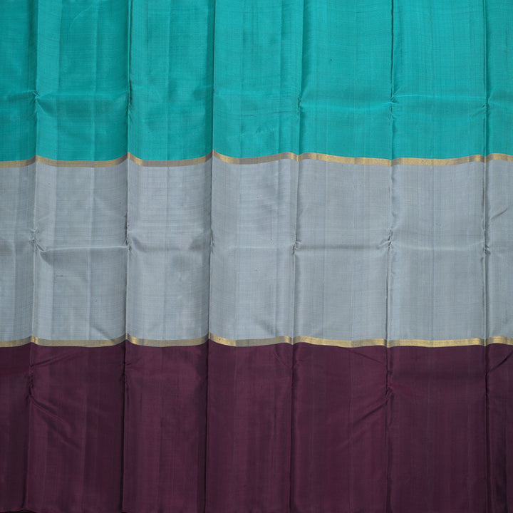 Hayagrivas Mubagam(Sea Blue,Silver Grey And Dark Purple) Handloom Kanjivaram Silk Saree BBD1162K1-8