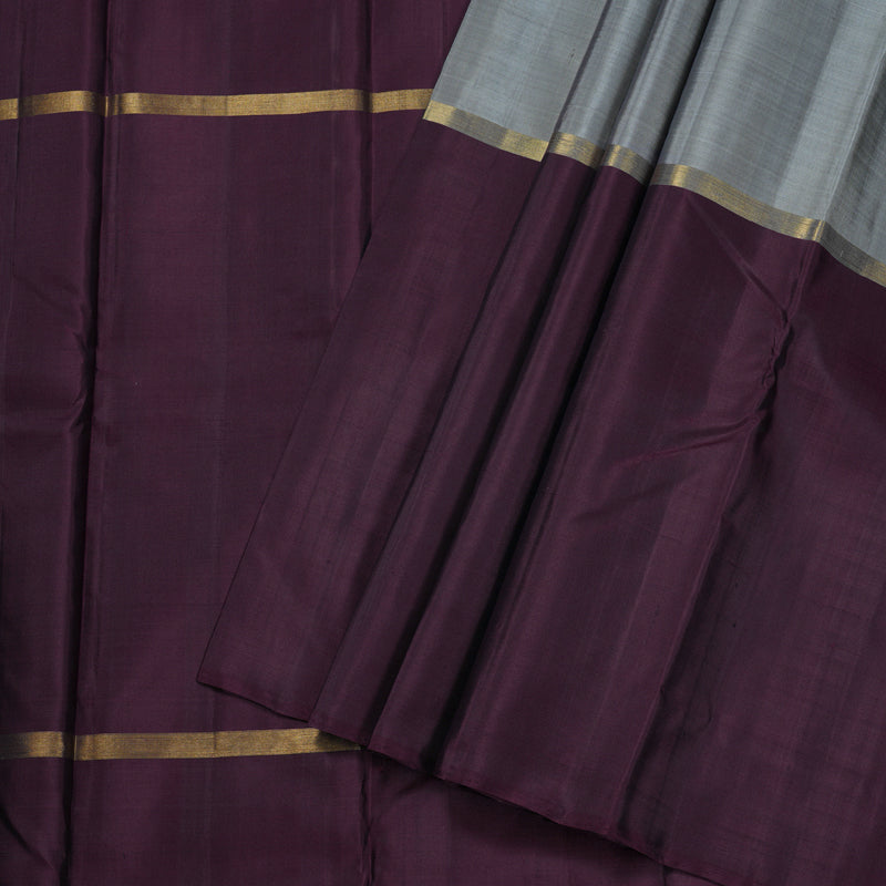 Hayagrivas Mubagam(Sea Blue,Silver Grey And Dark Purple) Handloom Kanjivaram Silk Saree BBD1162K1-8