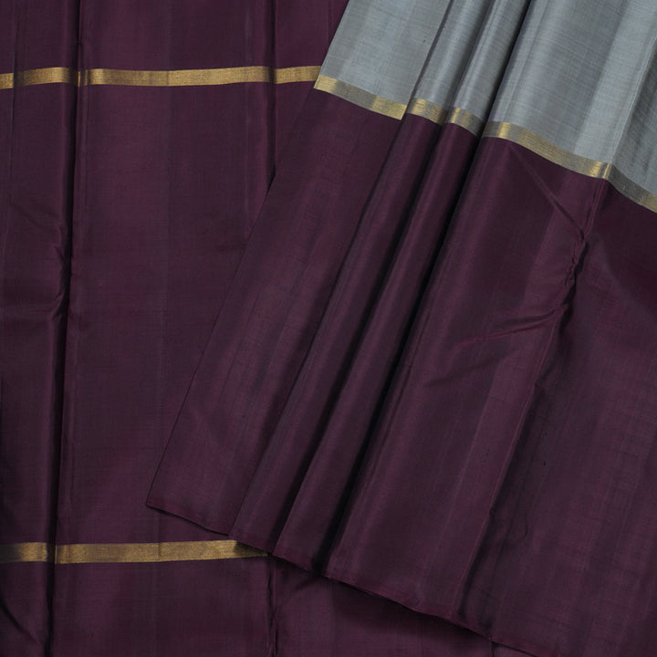 Hayagrivas Mubagam(Sea Blue,Silver Grey And Dark Purple) Handloom Kanjivaram Silk Saree BBD1162K1-8