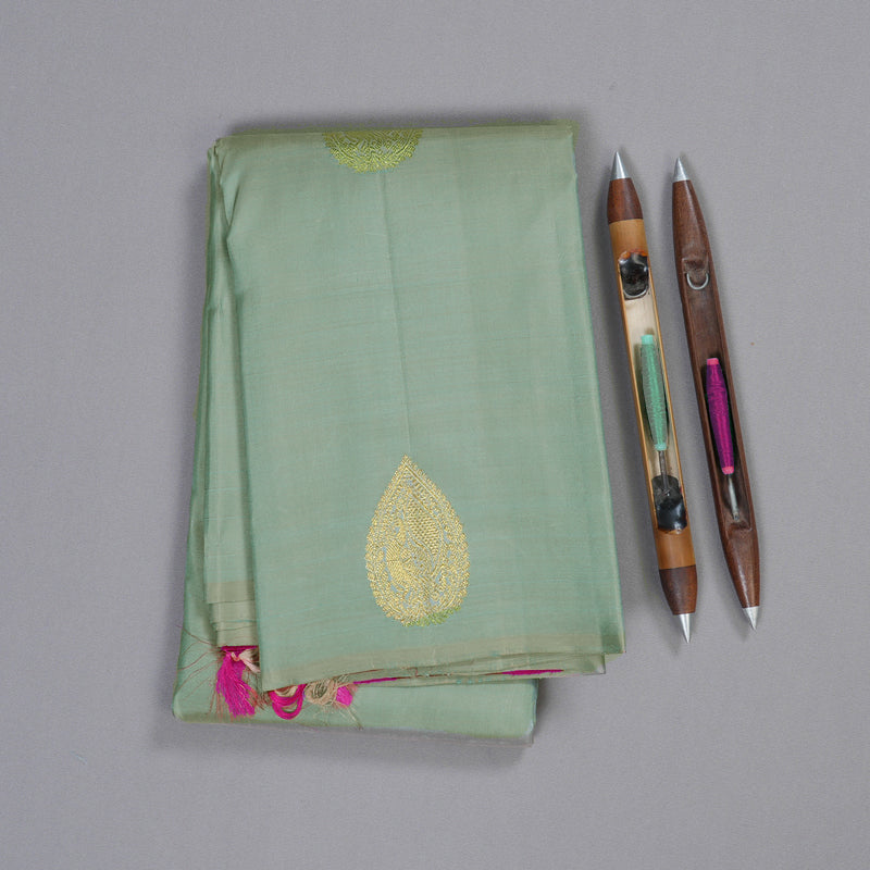 Hayagrivas Light Pastel Green Handloom Kanjivaram Silk Saree BBD1163K1-2