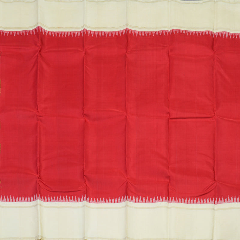 Hayagrivas Handloom Red Kanjivaram Silk Saree with Half-White Border BBD1167K9-3