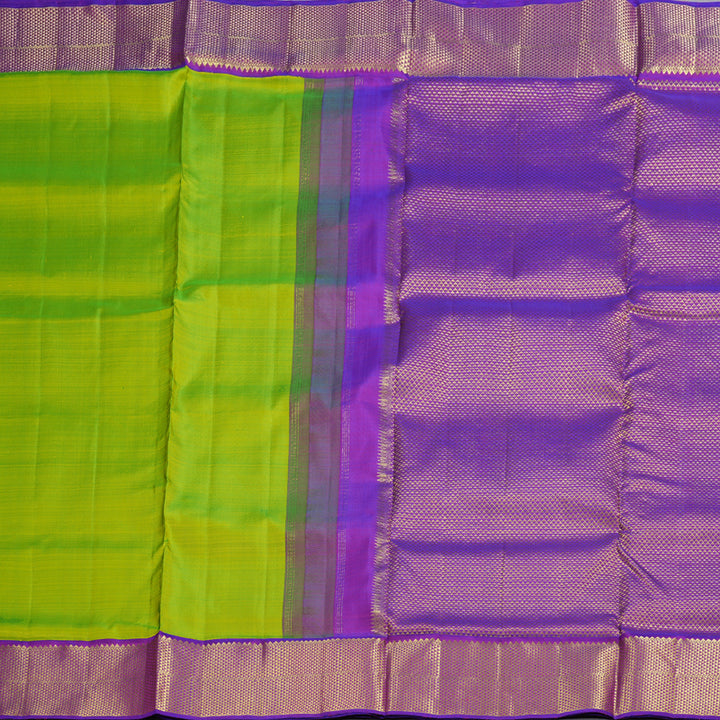Hayagrivas Fluorescent Green Handloom Kanjivaram Ten Yards Silk Saree BBD1168K10-4
