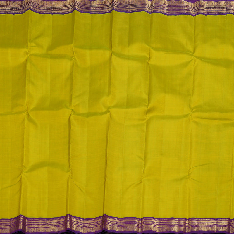 Hayagrivas Fluorescent Green Handloom Kanjivaram Silk Saree with Purple Border BBD1168K2-1