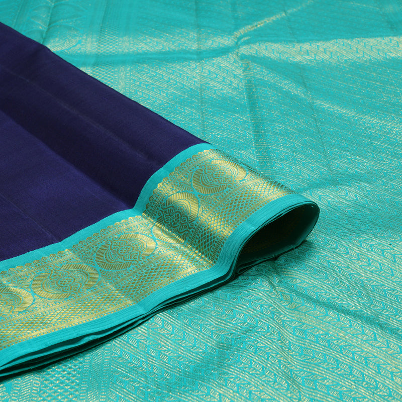 Hayagrivas Blue Handloom Kanjivaram Silk Saree with Sea Blue Border BBD1168K4-2