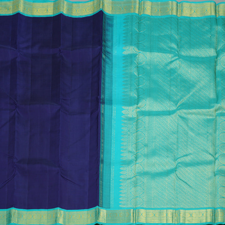 Hayagrivas Blue Handloom Kanjivaram Silk Saree with Sea Blue Border BBD1168K4-2