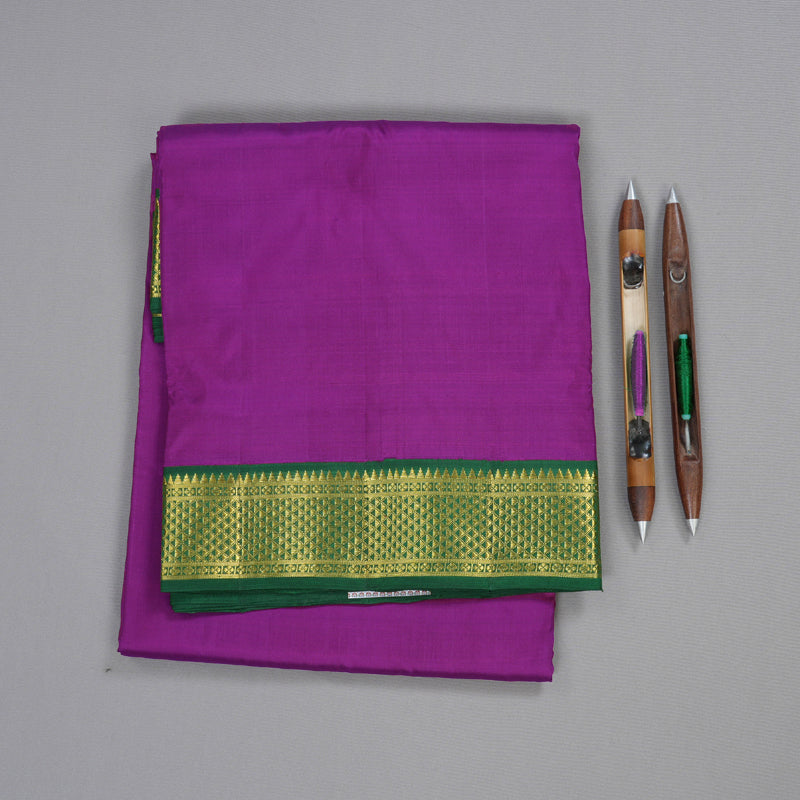 Hayagrivas Purple Handloom Kanjivaram Ten Yards Silk Saree with Bottle Green Border BBD1168K8-6
