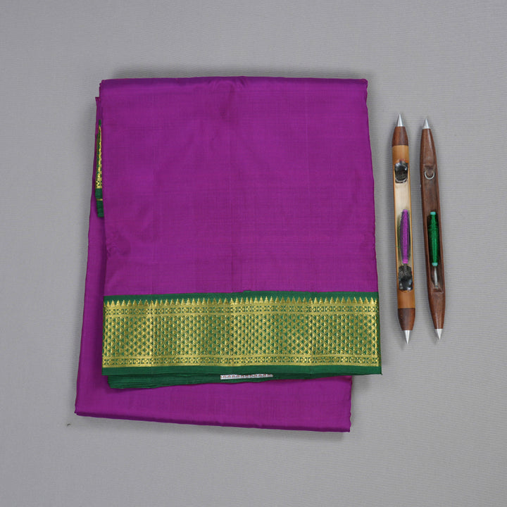 Hayagrivas Purple Handloom Kanjivaram Ten Yards Silk Saree with Bottle Green Border BBD1168K8-6
