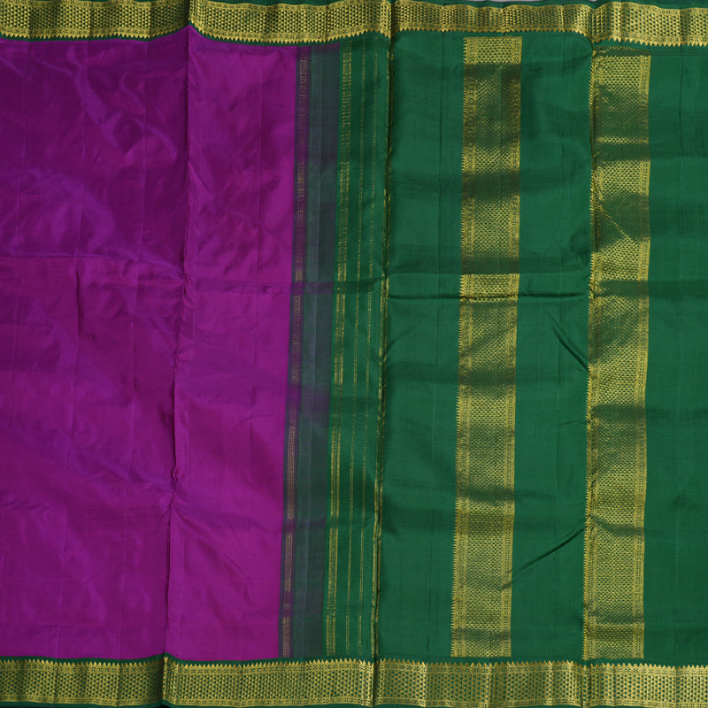 Hayagrivas Purple Handloom Kanjivaram Ten Yards Silk Saree with Bottle Green Border BBD1168K8-6