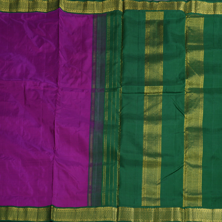 Hayagrivas Purple Handloom Kanjivaram Ten Yards Silk Saree with Bottle Green Border BBD1168K8-6