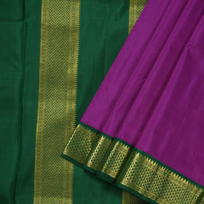 Hayagrivas Purple Handloom Kanjivaram Ten Yards Silk Saree with Bottle Green Border BBD1168K8-6