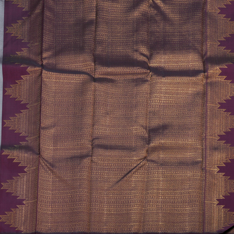 Hayagrivas Grey Handloom Kanjivaram Silk Saree with Wine Maroon Border BBD1173K1-1