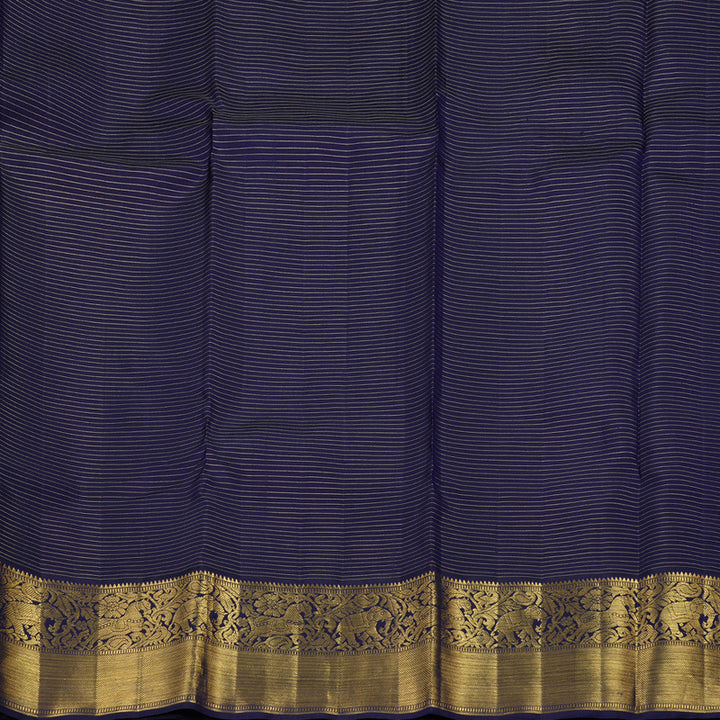 Hayagrivas Orange Handloom Kanjivaram Silk Saree with Dark Blue Border BBD1173K6-1