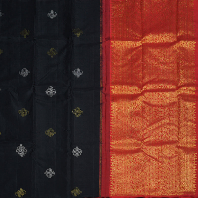 Hayagrivas Black Handloom Kanjivaram Silk Saree BBD1178K3-1