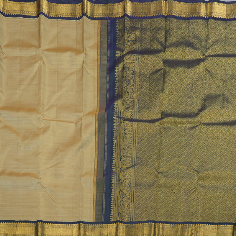 Hayagrivas Wheat Brown Kanjivaram Silk Saree with Dark Peacock Green Border BBD117D1-2