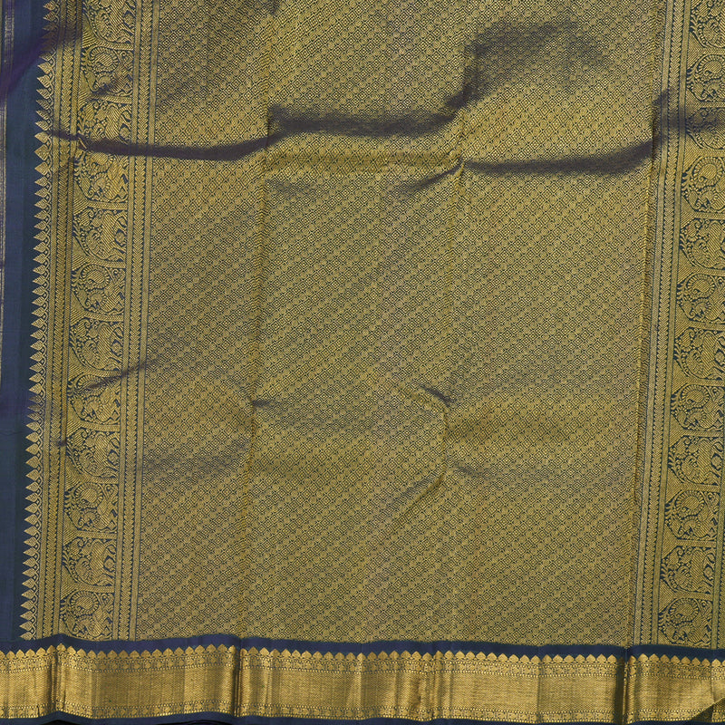 Hayagrivas Wheat Brown Kanjivaram Silk Saree with Dark Peacock Green Border BBD117D1-2